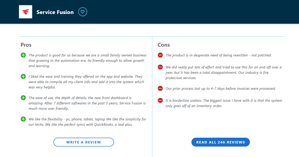 Service Fusion reviews