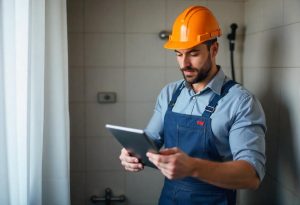 man working on Invoice Software for Plumbers