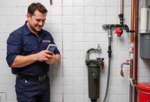 plumber working on Management Software for Plumbers